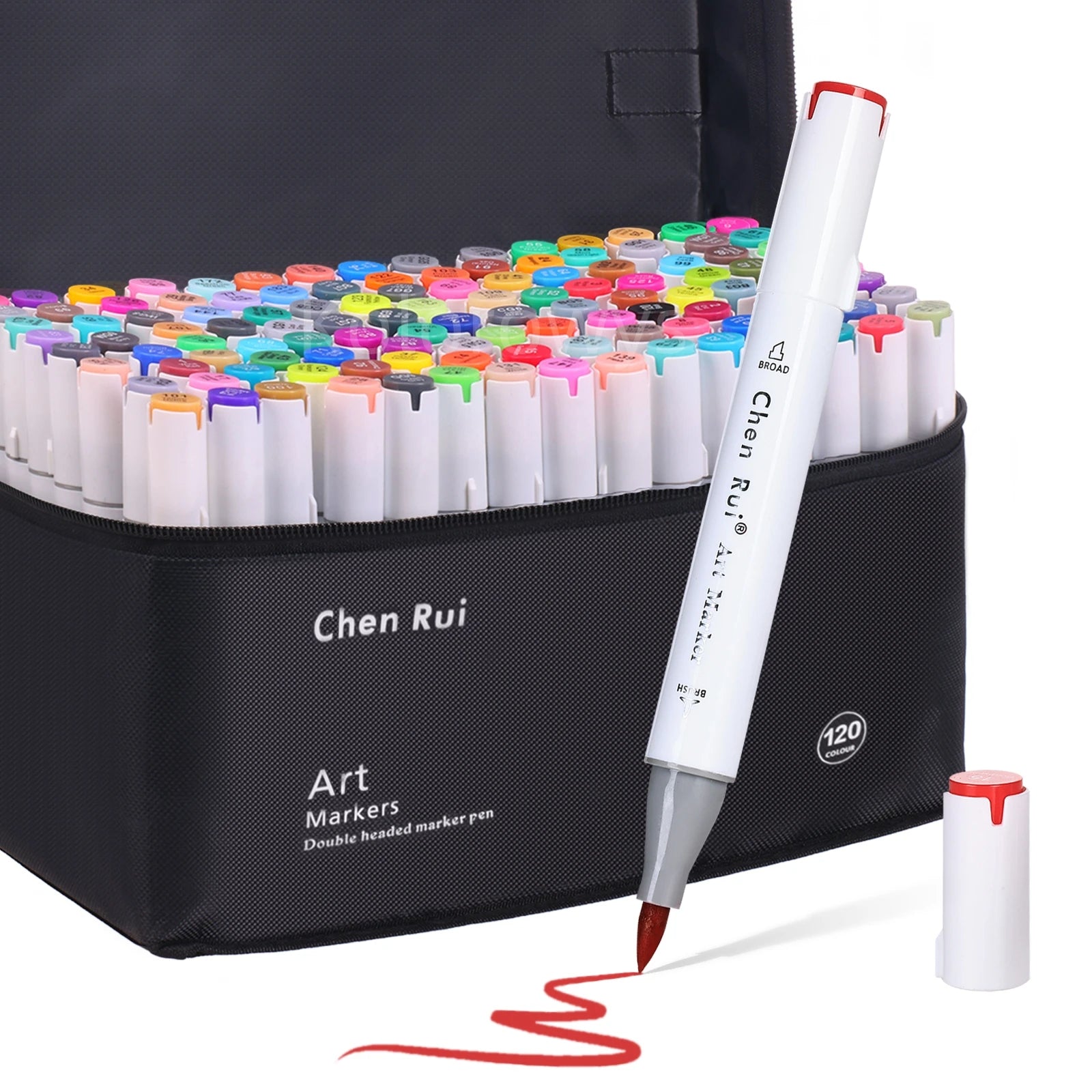 Alcohol Markers Set,With Bleeding-Proof Drawing Mat, Brush & Chisel,Dual Tips Art Markers for Coloring,Sketching,Refillable